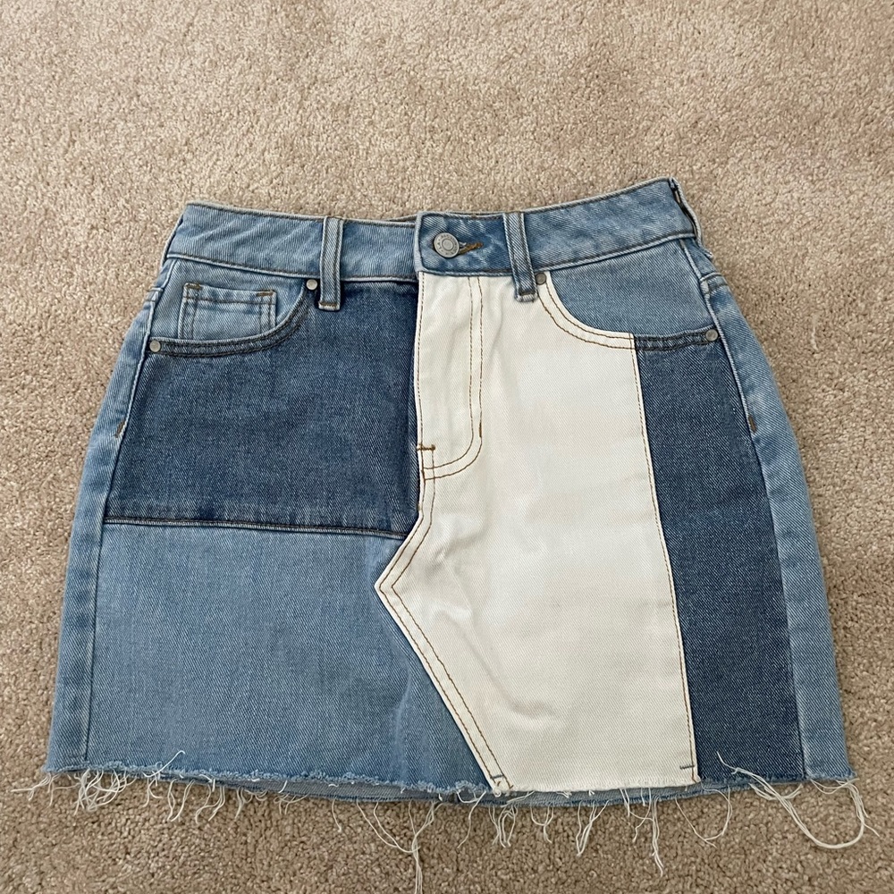 PACSUN Color Block Denim Skirt